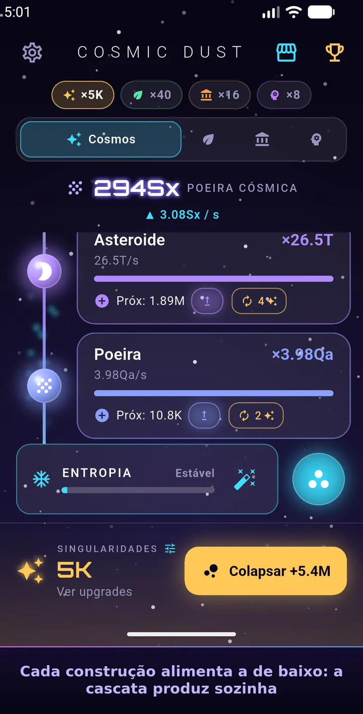 Tela do Cosmic Dust