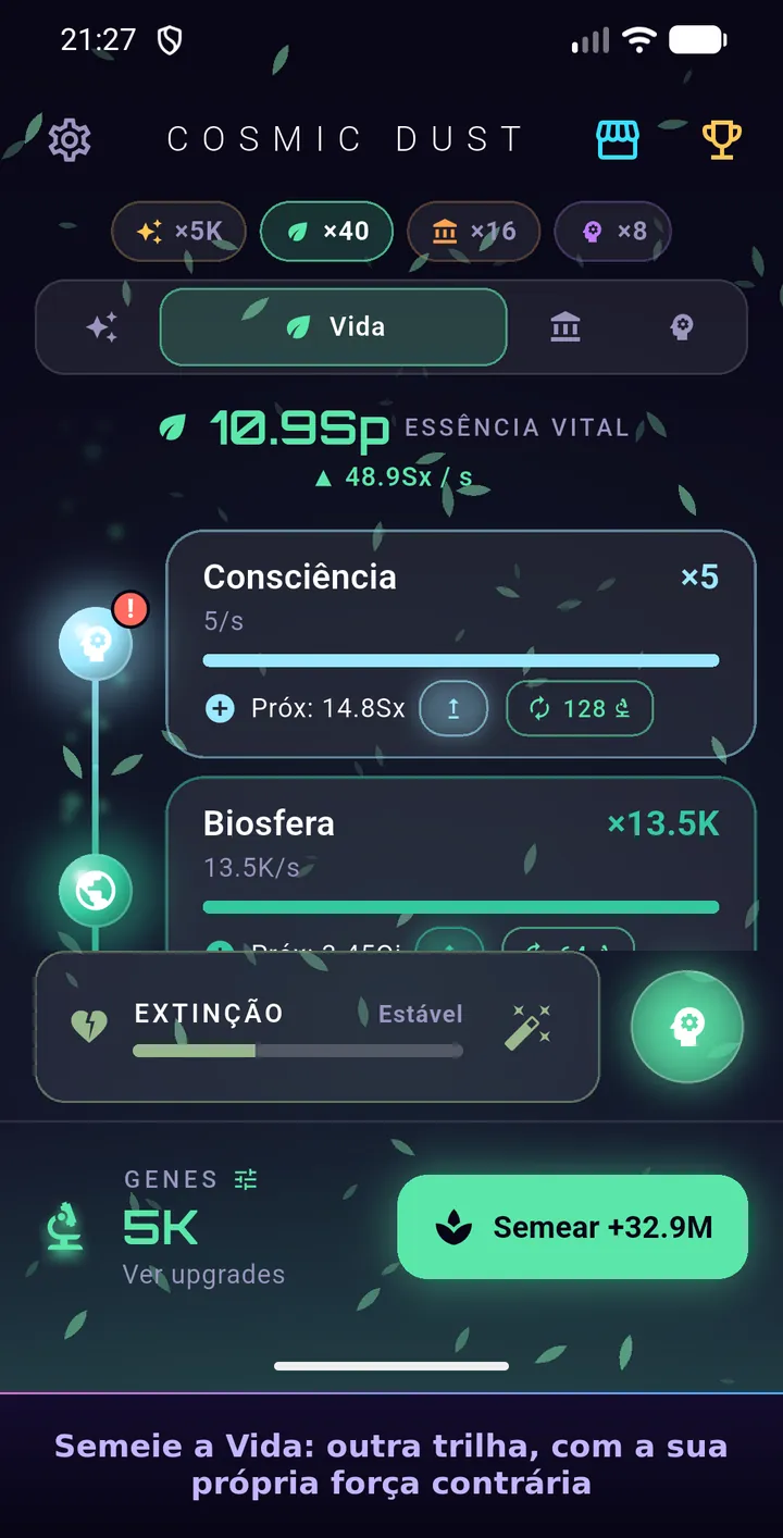 Tela do Cosmic Dust