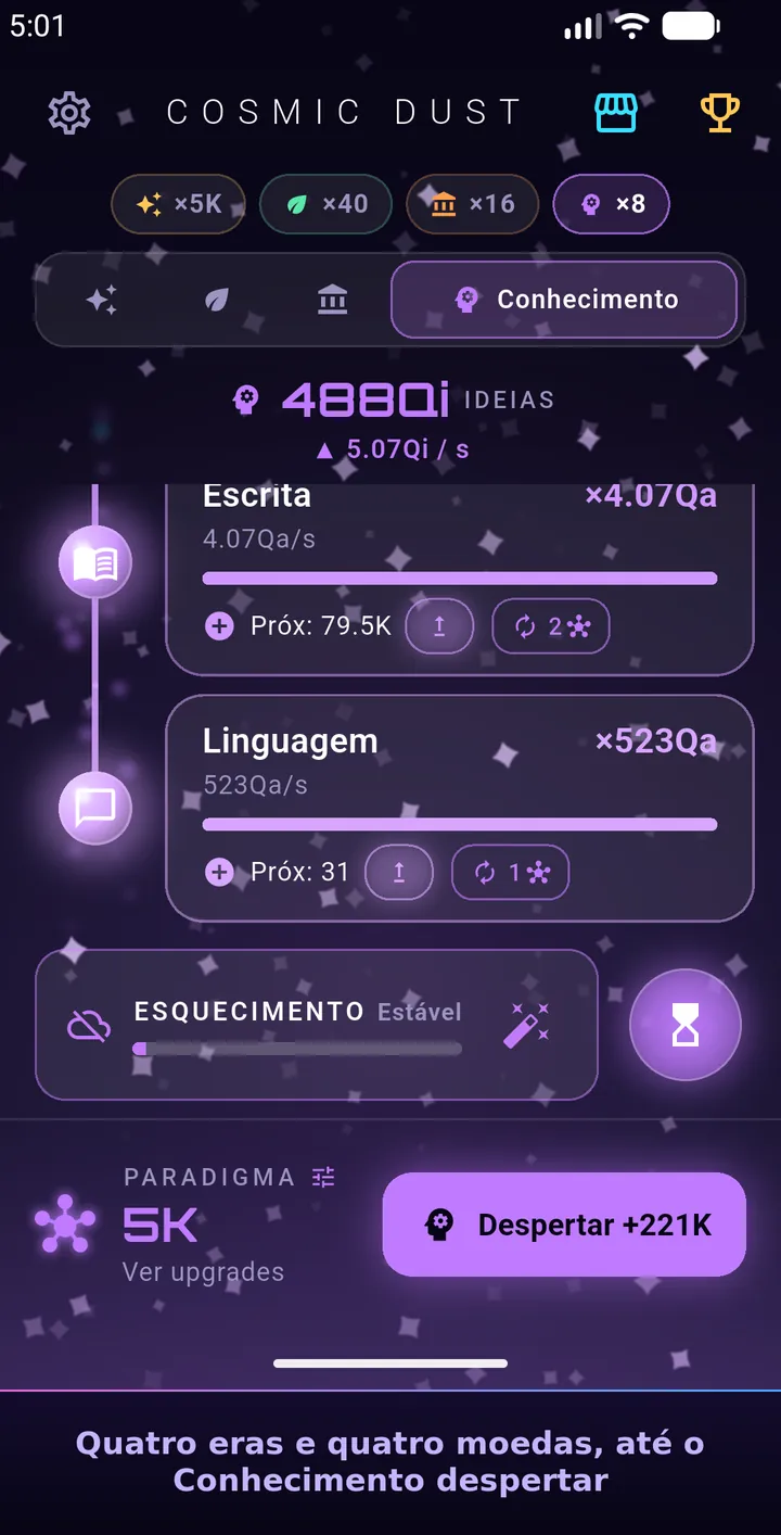 Tela do Cosmic Dust
